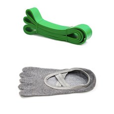 Lenwave 彈力帶第5階段+瑜珈五指襪, 彈力帶 (綠色)/襪子 (隨機發貨)