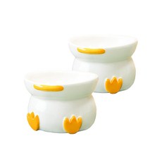 반려동물 해피덕 세라믹 높은 식기 YT_RC449, 화이트, 2개