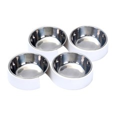 반려동물 S커브 식기 2구 YT_RC459, 화이트, 2개