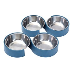 반려동물 S커브 식기 2구 YT_RC459, 네이비, 2개