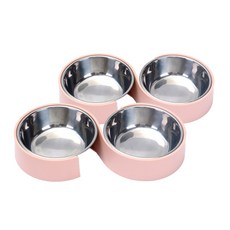 반려동물 S커브 식기 2구 YT_RC459, 핑크, 2개