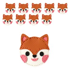 minhwashop 皮革圓形迷你動物手拿鏡DIY 10入組, 狐狸