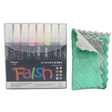 GuangNa 廣納 FALSH 螢光白板筆 + 超細纖維板擦組, 8色, 1套