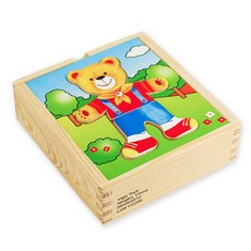 VIGA 泰迪熊時尚+木質拼圖套組, 1套, 18件