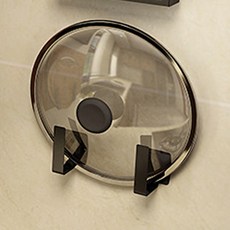 簡約無痕壁掛式鍋蓋架, 黑色的, 1個