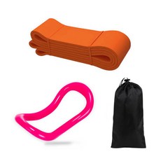 lenwave 引體向上帶 7階段 + C型瑜珈環 + 專用收納袋組合, 橘色(引體向上帶), 隨機出貨(瑜珈環), 1個
