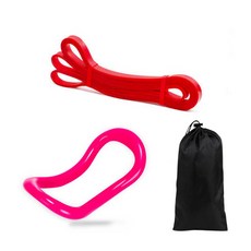 lenwave 引體向上帶 2階段 + C型瑜珈環 + 專用收納袋組合, 紅色(引體向上帶), 隨機出貨(瑜珈環), 1個