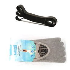 Lenwave 彈力帶第3階段+瑜珈五指襪, 彈力帶 (黑色)/襪子 (隨機發貨)