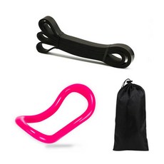 Lenwave 運動彈力繩 第3階段+C字瑜珈環+收納袋, 黑色（上拉帶），隨機發貨（瑜伽圈）