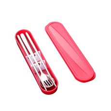 VERAVIZ 便攜勺筷套組, 紅色的, 箱子+勺子+筷子+叉子