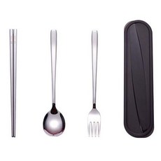 VERAVIZ 便攜勺筷套組, 黑色的, 筷子+湯匙+叉子+盒子