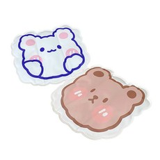 小動物角色保冷冰墊 3入, 棕色+白色