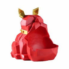 鬥牛犬雕塑造型菸灰缸, 紅色, 1個
