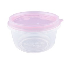 꿀꺽 실리콘 이유식 보관용기 원형, 핑크, 1개