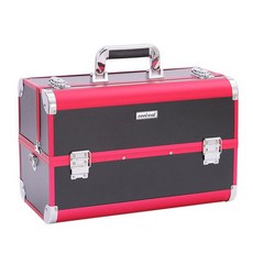 Acoda Company高級型化妝箱 3層 大型, 1個, 黑紅