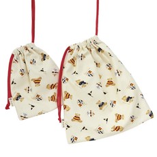 蘑菇印花束口袋, 象牙白