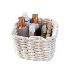 모모 다용도 코튼 꼬임 수납 바구니, 화이트, 1개