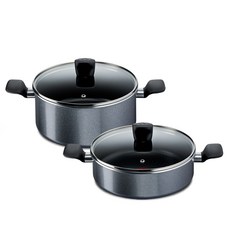 테팔 홈 쿡 인덕션 냄비 세트 2개, 그레이, 양수 24cm + 전골 24cm