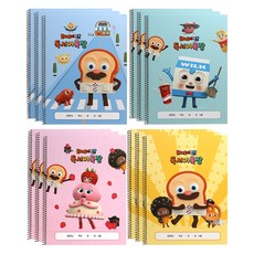 Pink Foot 1500 麵包理髮店閱讀記錄本 4 x 3p 套裝, 藍色、薄荷色、粉色、黃色, 1套