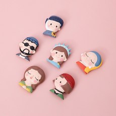 卡通人物造型冰箱磁鐵 6入, 黃色, 白色, 黑色