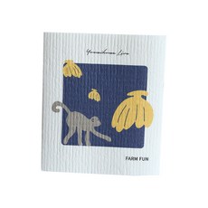 北歐風可洗式廚房抹布 猴子圖案, 1條, 2條