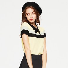 CLANG CLANG 女款小領帶短袖針織衫