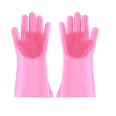 Kiwado菜瓜布矽膠廚房手套 210g B66, 粉色的, 1套