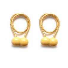 珠子磁鐵窗簾固定帶, 黃色的, 2個