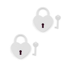 Pop MINDS愛心愛情鎖+鑰匙 全白色, 2個