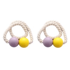 Rubycoco 漂亮圓珠磁吸窗簾綁帶, 紫色+黃色, 2個