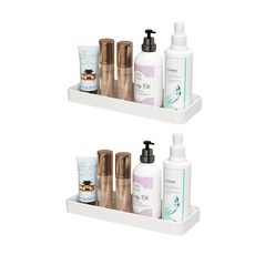 머니조이 무타공 욕실 선반 스토리지 랙 2단 40cm, 화이트, 1개