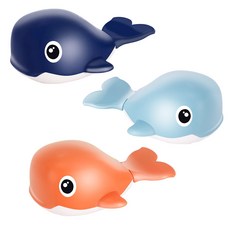 happy play 可愛鯨魚沐浴玩具 3 件套, 橙色，藍色，海軍