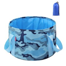 攜帶式折疊野營洗碗盆, 藍色迷彩, 1套