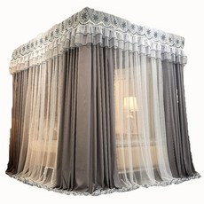 心靈連結市場雙層窗簾蕾絲蚊帳, 灰色