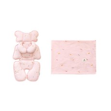 essian 絎縫推車坐墊+頸墊+毛毯組, 粉色, 1組