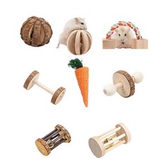 倉鼠用木頭玩具 8種組, 混色, 1套
