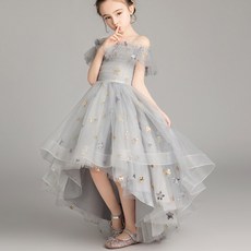 Edge Land女童款銀河露肩不對稱洋裝