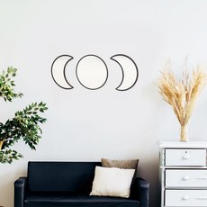 Brilly Home 室內裝飾月亮造型壓克力鏡3件組, 黑色