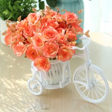 Brilli Home 人造花室內裝飾 + 三輪車擺飾, 橘色(人造花), 1個