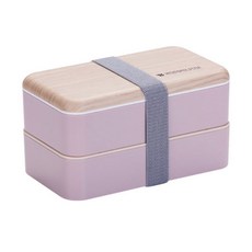 長方形餐具套組2層飯盒, 粉色的, 1個
