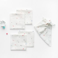 moms nature 竹節棉樹木印花手帕 5入