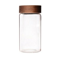 하리코 유리 원목 뚜껑 양념 용기, 1개, 500ml