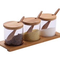 Harico玻璃原木調味料容器, 3個, 230毫升