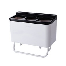 Dashowroom 現代風瀝水免打孔壁掛式餐具筒, 黑色, 1個