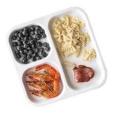 Hariko陶瓷3格餐盤, 白色的