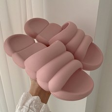 JW Traders 壓花雲朵居家拖鞋, 粉紅色