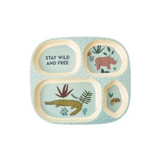 rice 孩童方形餐盤, Jungle Animal Green, 單品, 1入
