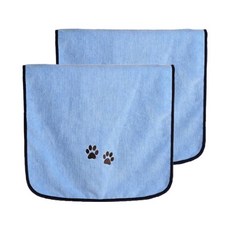 Devence 犬用速乾浴巾毯 2入, 藍色