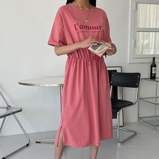 메이첼 스트링 반팔 트임 롱 티 통기성 원피스 00104 빅사이즈 포함