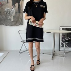 메이첼 빅사이즈 라운드 에이라인 니트 원피스 00070